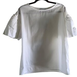 HARSHMAN Los Angeles 100% Cotton Nagy Popover Short Sleeves Blouse White Large